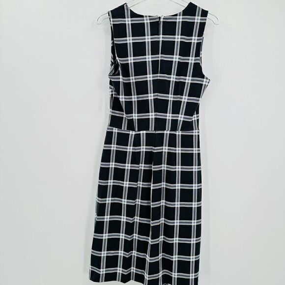 Old Navy Size Medium Tall Gray Plaid Sleeveless Stretch Knit Career A Line Dress - Picture 10 of 10